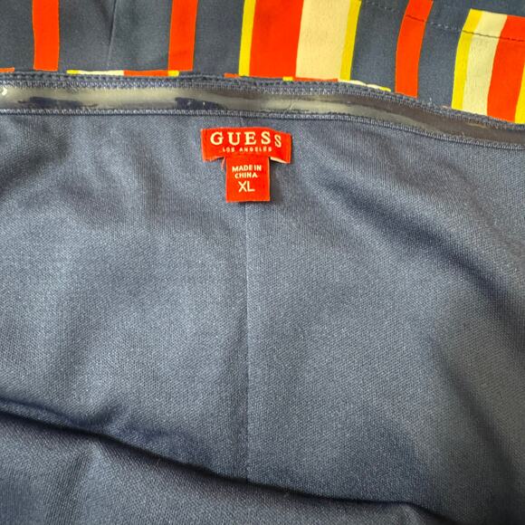 GUESS Halter Maxi Dress XL Orange Blue Cream Resort Boho Vacation Chic Nautical - Picture 7 of 12